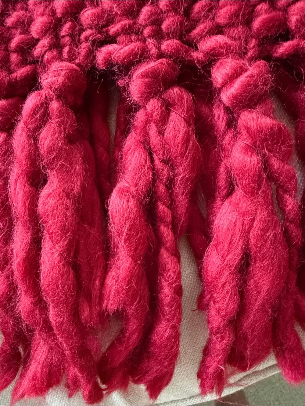 Pottery Barn Chunky Red Knit Throw with Fringe
